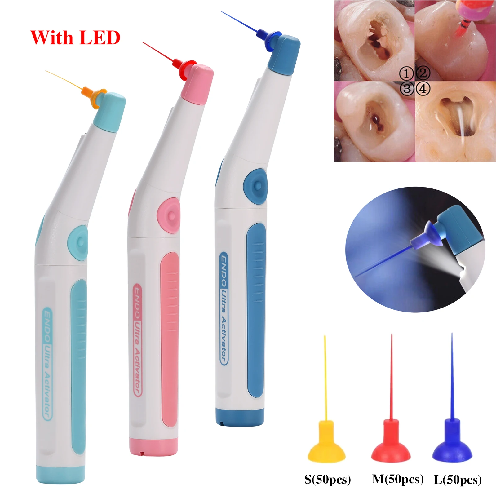 Dental Endodontic Endo Ultra Activator Wireless LED Handpiece Sonic Activator Root Canal Irrigator / Tips