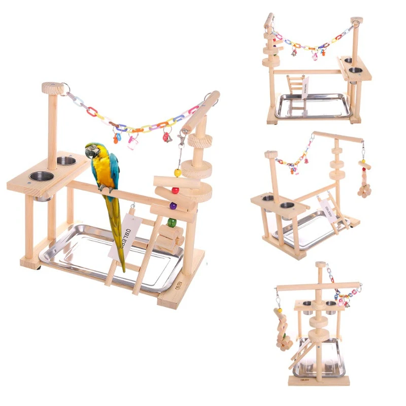 Parrot Playstand Bird Play Stand Cockatiel Playground Wood Perch Gym