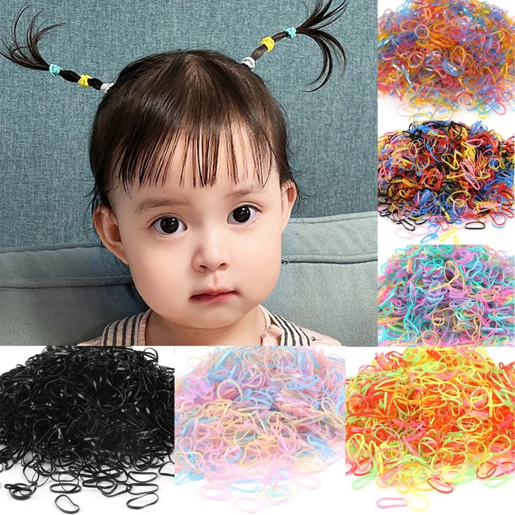 100pcsColorfulSmallDisposableHairTiesBabyKidsHighElasticity