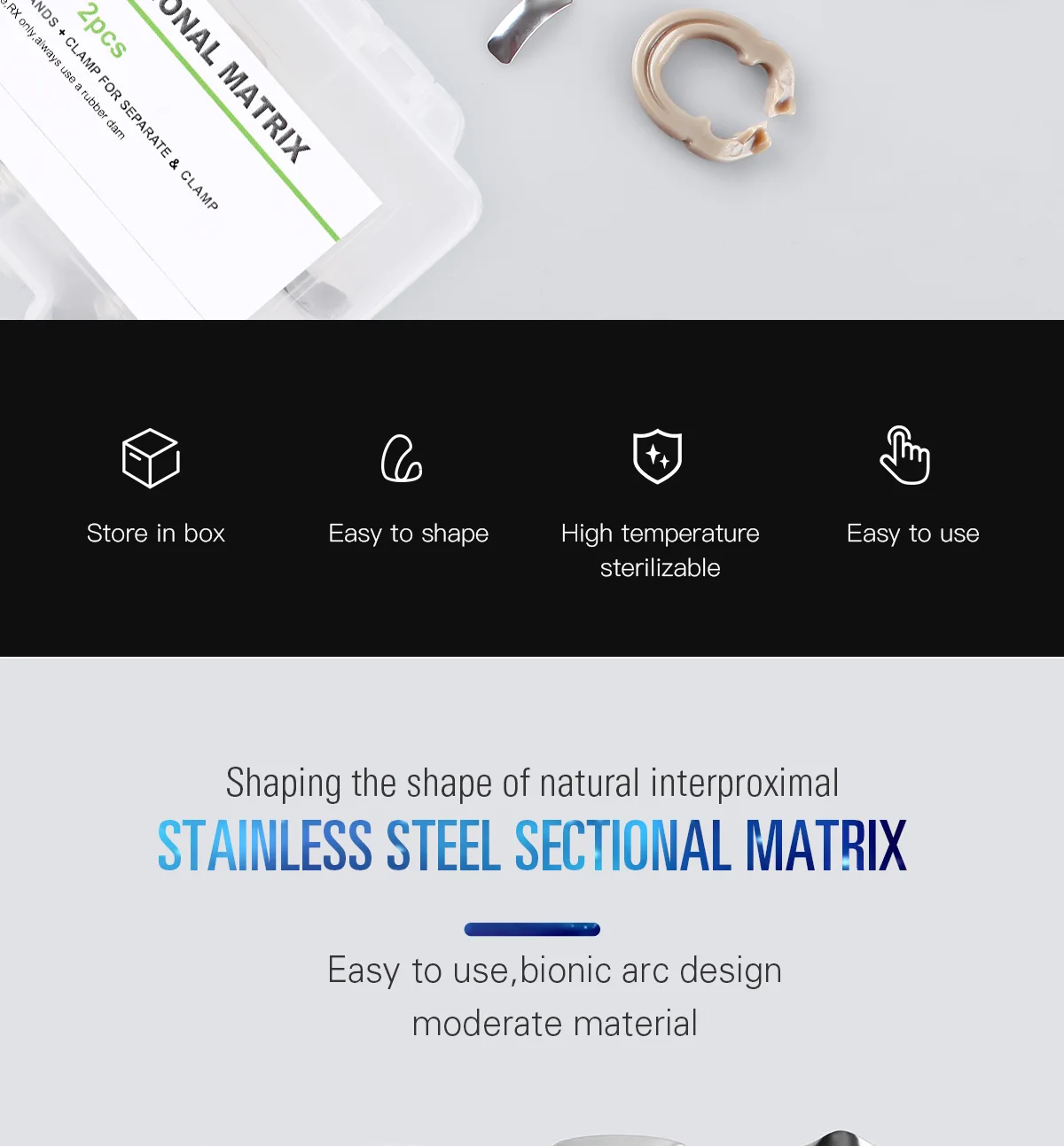 AZDENT Dental Matrix Bands Clamp Sectional Contoured Matrix System Metallmatrizen Spannringe Zahnarztwerkzeuge – Detail 11