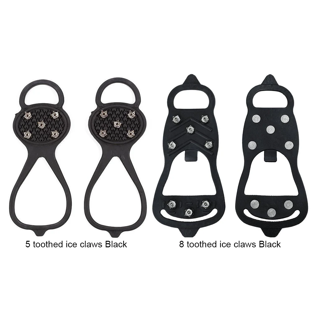 Winter Ice Cleats Snow Grippers Black TPR Manganese Steel