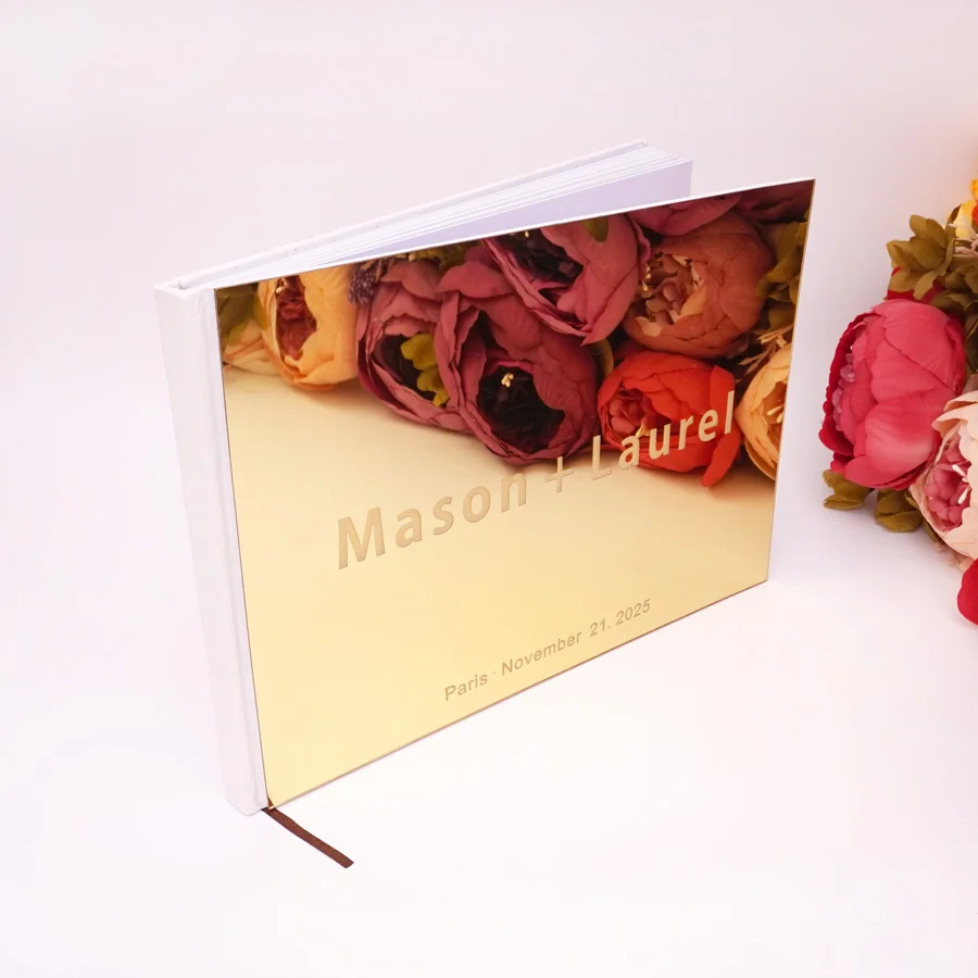Personalized Acrylic Cover Guestbook Engraved Couple Name Custom