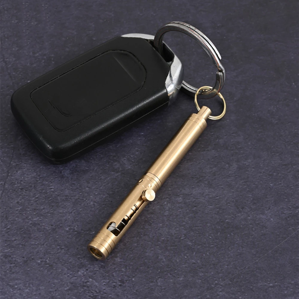 Toothpick Knife Push Pull Spring Retractable Toothpick Knife Portable Brass Toothpick Integrated Key Pendant Fruit Fork Outdoor Camping Tool
