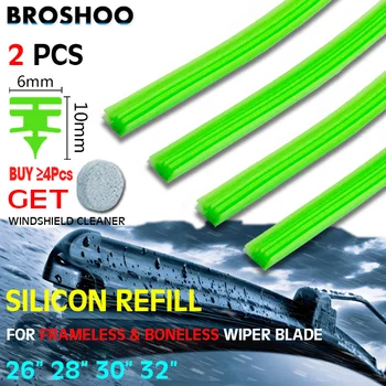 2 PCS Car Wiper Blades Silica Gel Silicon Refill Strips for Frameless Boneless Wipers 6mm 26" 28" 30" 32" Auto Accessories 1