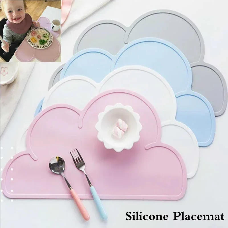 Cloud Shape Placemat Kids Plate Mat Silicone Table Pad Waterproof Heat Insulation Home Kitchen Pads Placemat for Dining Table