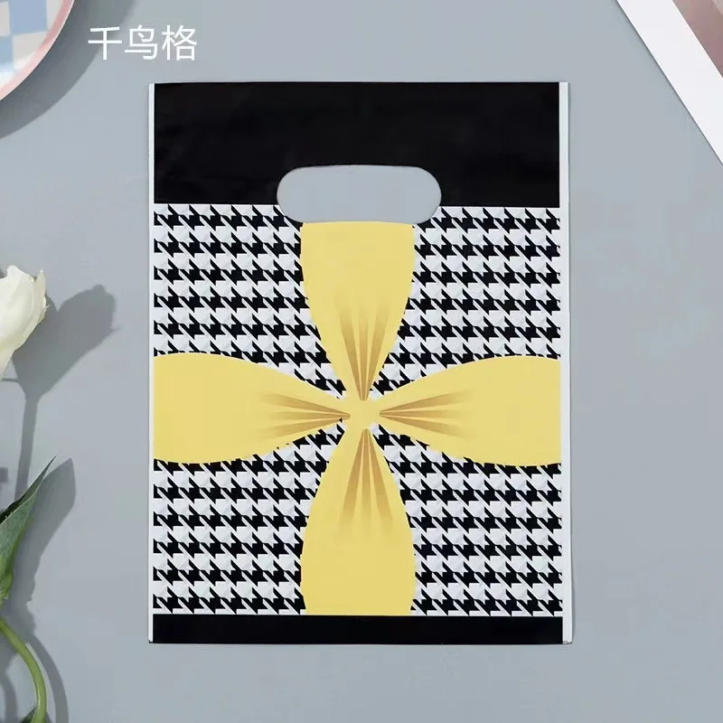 New Design Black & White Striped Bags Packaging Gift Small Plastic Jewelry Thanks You Cute cartoon gift packaging bag with flat