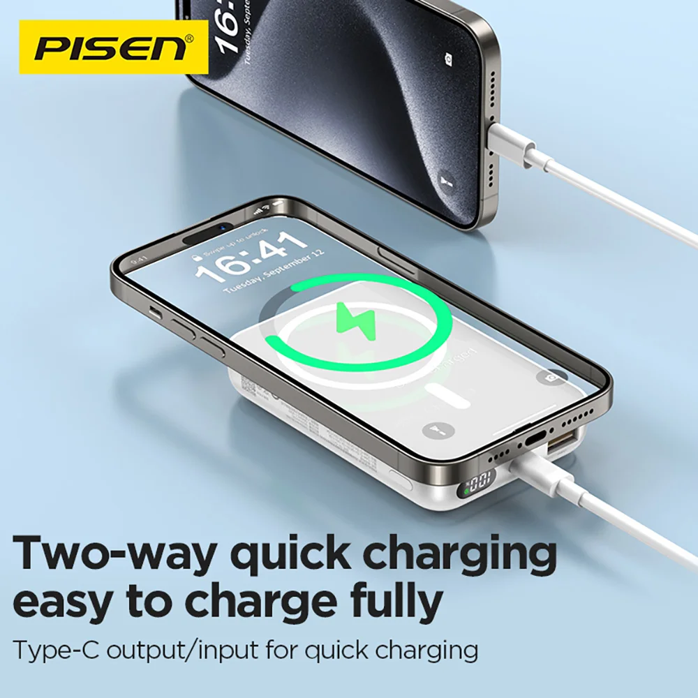 PISEN Power Bank 20W Magnetic for iPhone Samsung