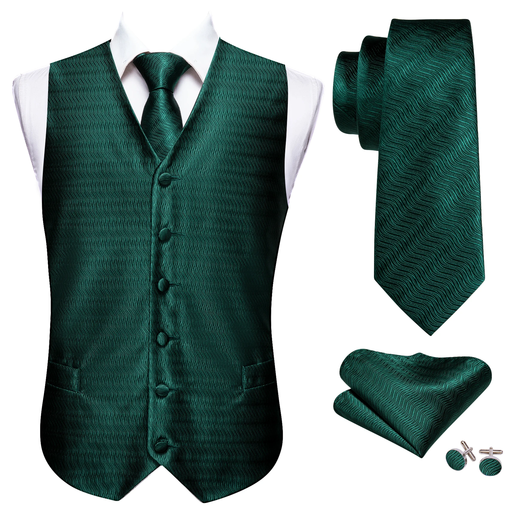 thumbnail image 2 of Barry.Wang 100 Colors Silk Men Vest Paisley Floral Waistcoat 2 of 11