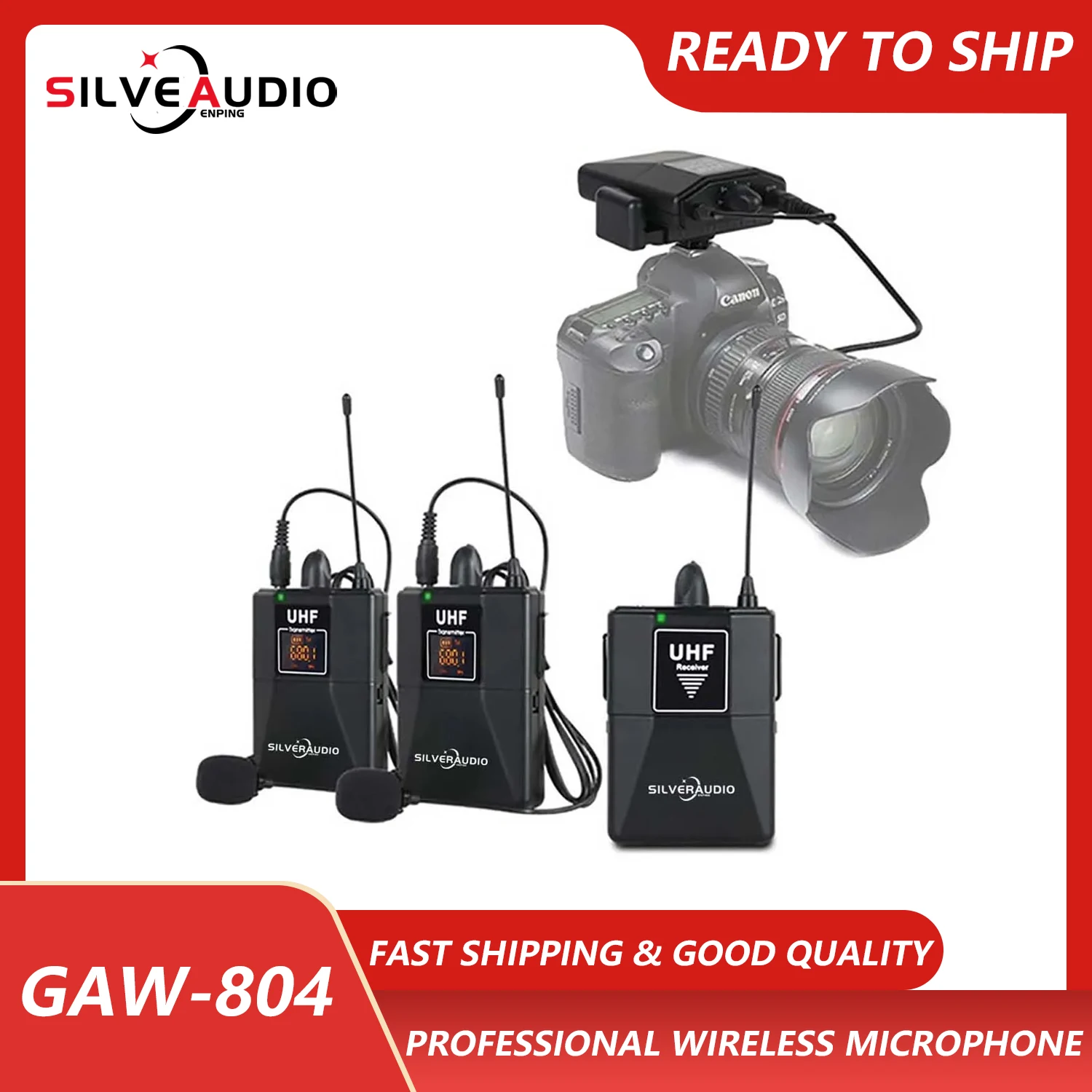 

GAW-804 High-Quality Wireless Lavalier Microphone Lapel Microphone System With 16 Optional Channels Comes With Two 3.5mm Cables