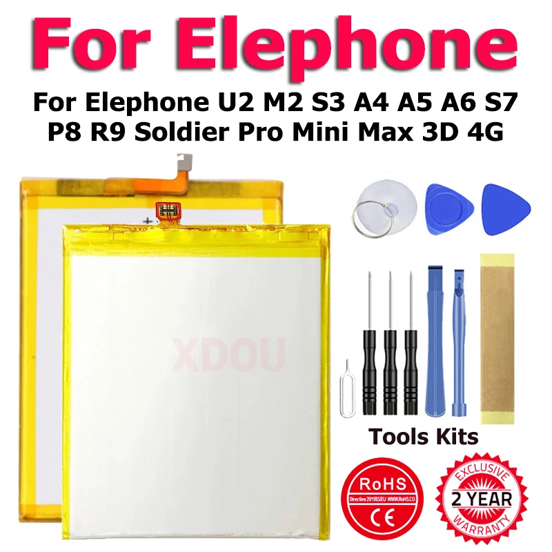 

Elephone S7 Elephone U2 Elephone A5 Elephone P8 Max Battery For Elephone U2 M2 S3 A4 A5 A6 S7 P8 R9 Soldier Pro Mini Max 3D 4G