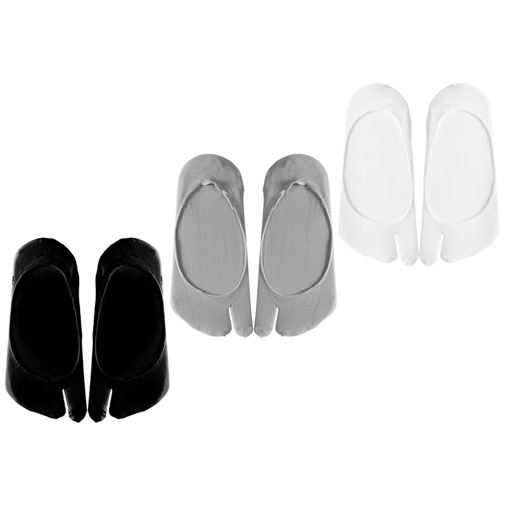 

3 Pairs Tabi Socks Toes Separate Pure Color With Separated For Women Two Summer Ship Low Cut