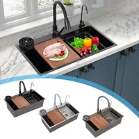 304 Stainless Steel Kitchen Sink Rectangular Single Sink Kitchen Sink Washbasin Set With Pull Out Faucet 1