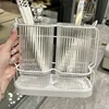 Wall Mounted Kitchen Cutlery Organizer Light Luxury Chopstick Spoon Holder Stainless steel Utensil Drying Rack 4