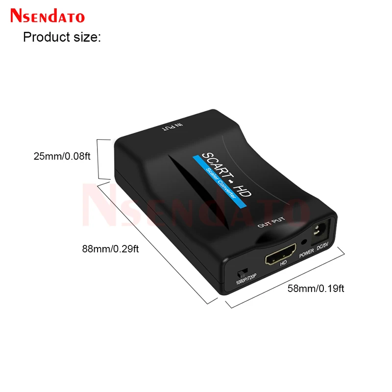 720P/1080P SCart  To HDMI-Compatible Video Audio Converter Upscale Scart HDMI-Compatible Adapter for PAL/NTSC Sky Box DVD TV