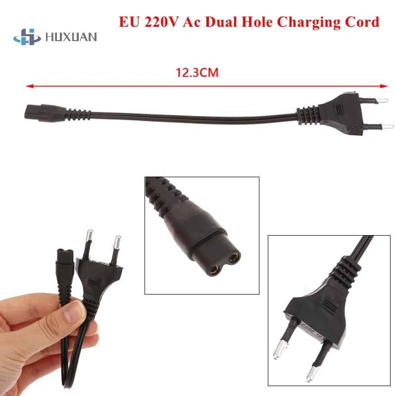 Black EU 220V Ac Dual Hole Charging Cord Universal For Rechargeable Strong Light Flashlight 1101 1106 1108