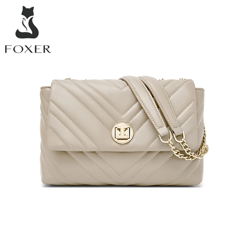FOXER Premium Women's Flap Shoulder Cossbody Bag Fashion Luxury Split Leather Underarm Bag For Lady High Quality Christmas Gifts