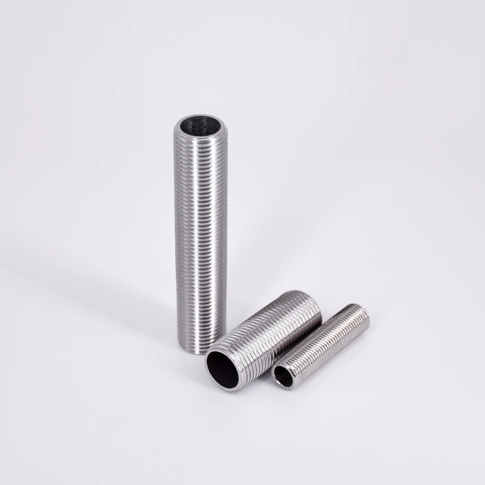 WESTUX Stainless Steel Full Thread Nipple Barrel Pipe Fitting, BSP Male Thread Nipple Tube Fitting Connector, 1pc (Color : Length 100mm, Size : 3/8