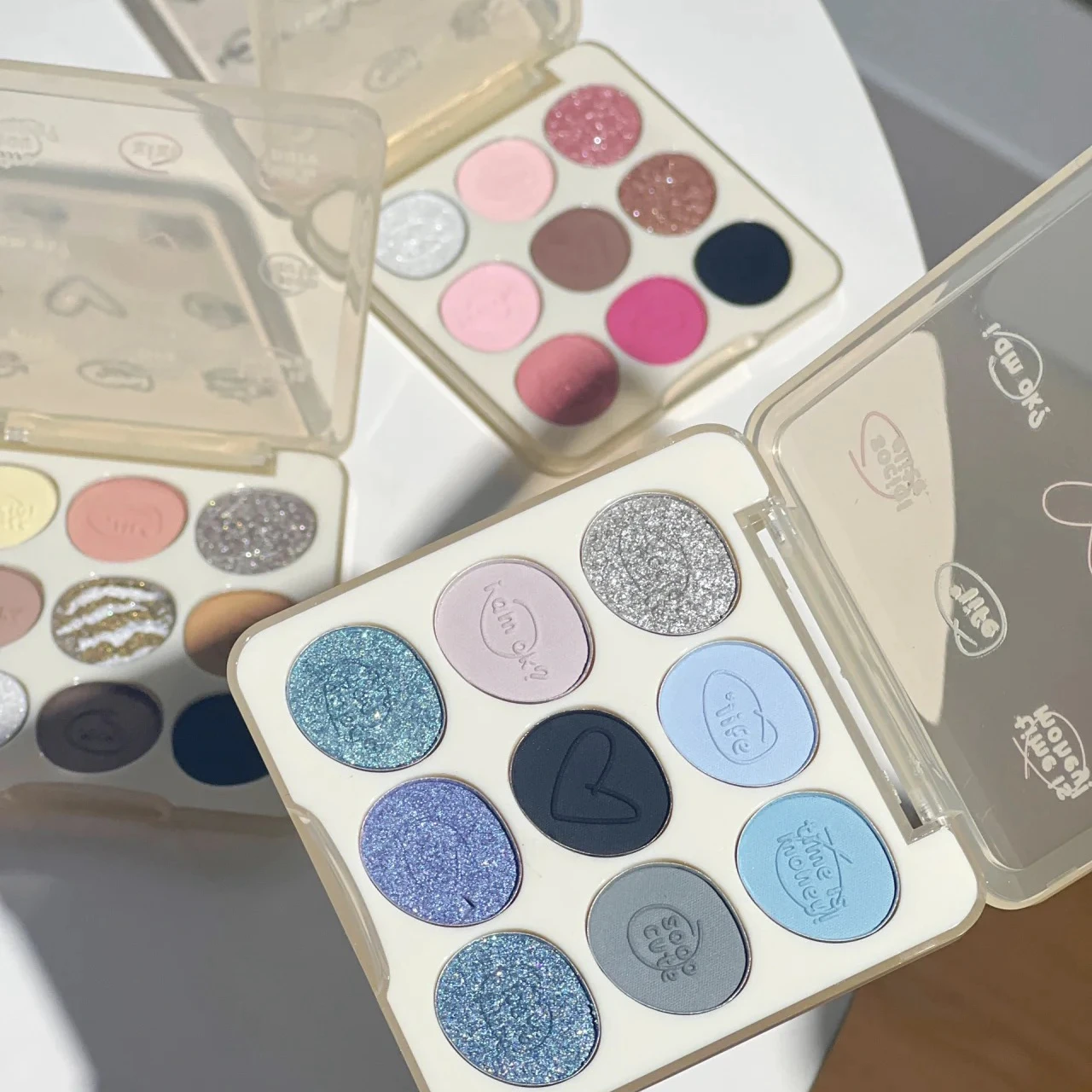 

Lovely Graffiti 9-Color Eyeshadow Palette Matte Pearlescent Glitter Eye Shadow Long-Wearing High Pigmented Eyes Makeup Cosmetics