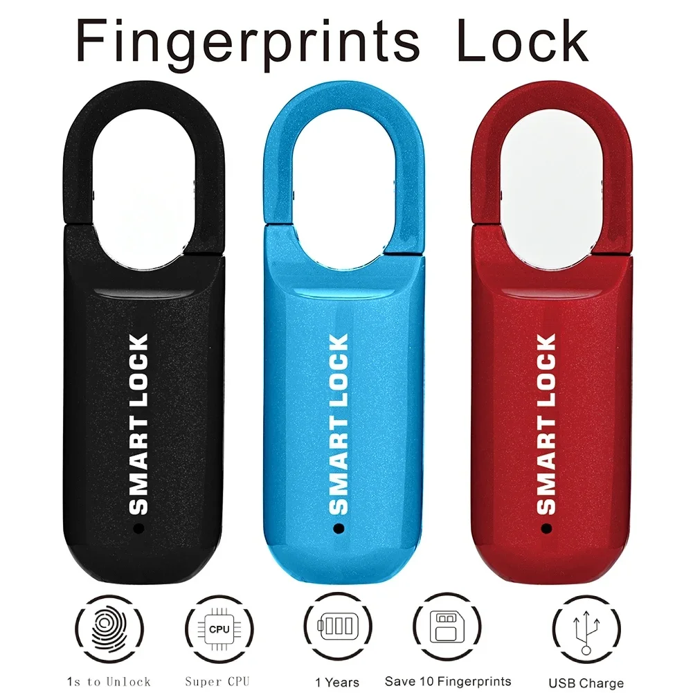 M01 Cadeado de impressão digital, USB Smart Cabinet Keyless, Home Travel Case Drawer Lock, Anti Theft Multi Function Lock, Zinc Alloy Lock