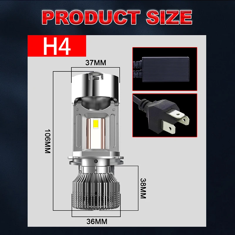 미니 LED 자동차 전구, Canbus 자동 헤드라이트 터보 램프, 이중 프로젝터 렌즈, 플러그 앤 플레이, 듀얼 H4 하이 로우 빔, 12V, 24V, 6000K, 300W