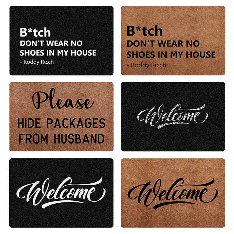Embroidered Door Mat Carpet 40x60cm Polyester TPR Rubber Anti
