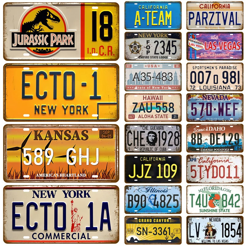 Number Poster Florida USA Art American Car Tinplate Plate Metal Sign Vintage Plaque Tin Sign Wall Decor For Bar Pub Plate Craft
