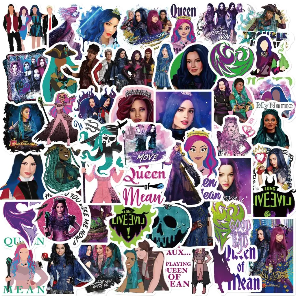 

10/50PCS Cute Descendants Creative Stickers Laptop Pad Phone Luggage Guitar Fridge Diary Scrapbook Bottle Sticker for Kids Toy