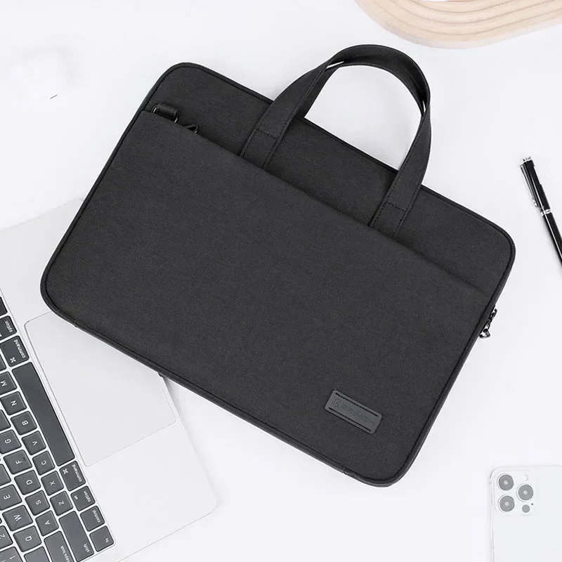 

Офисный дорожный портативный портфель для ноутбука 15,6 дюйма, черная Минималистичная деловая сумка для ноутбука, Большая водонепроницаемая сумка через плечо