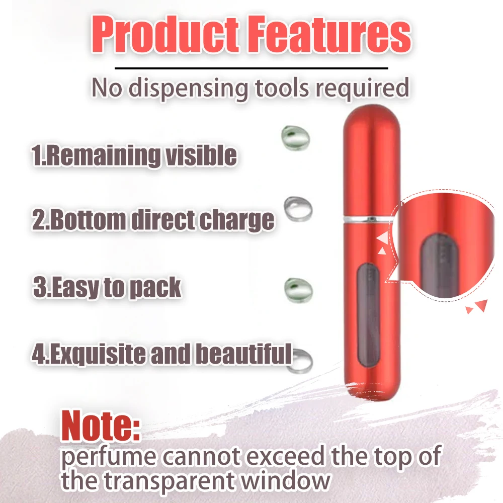 Perfume Bottle 5/8/20ml Refillable Mini Aluminum Atomizer Spray Bottle for Travel
