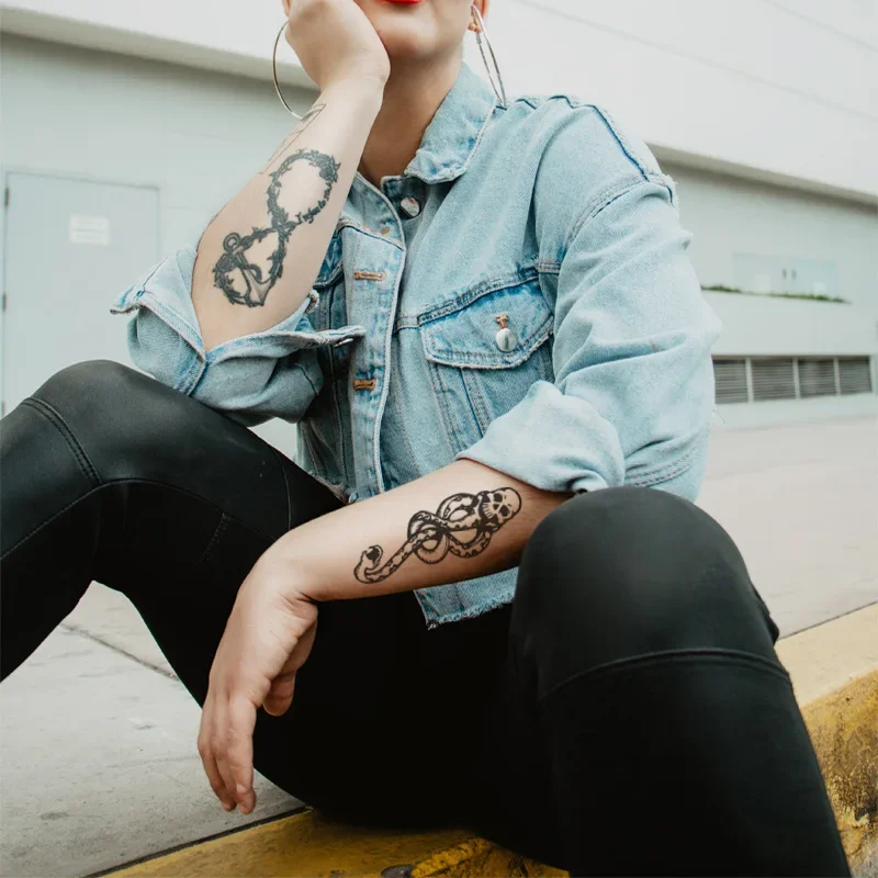 tattoo sticker temporary tattoos 5PCS/10PCS/20PCS Death Eaters Dark Mark Temporary Tattoos Black Cartoon Skeleton Snake Body Art Waterproof Fake Tatoo Sticker