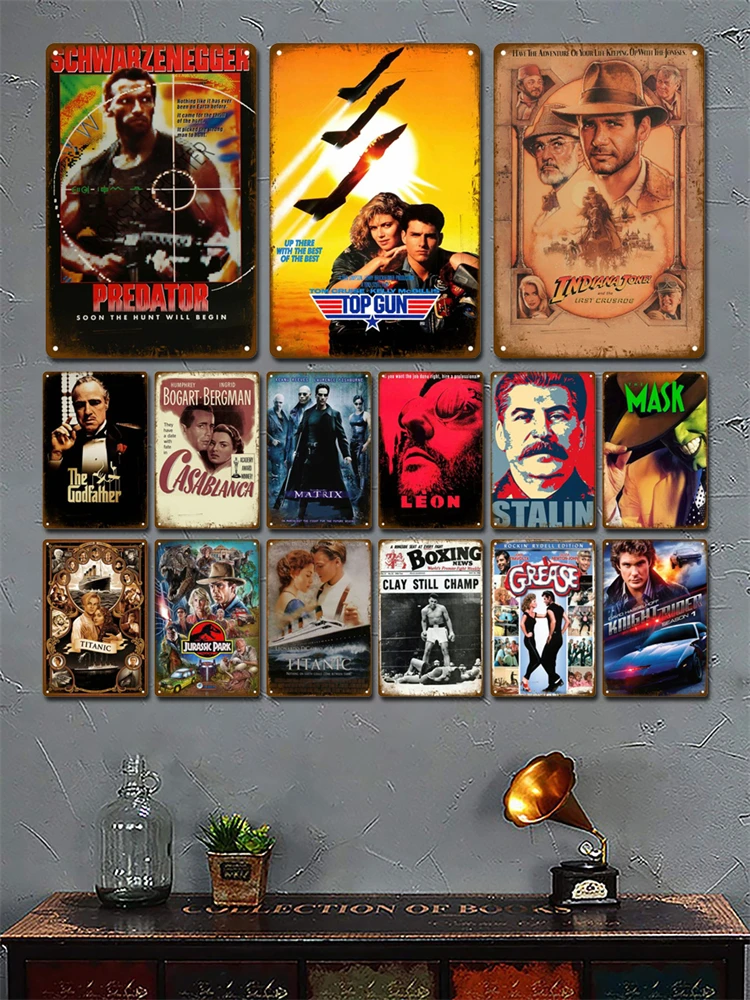 Vintage Metal Sign Movie Retro Tin Sign Aesthetic Living Room Metal Wall Decor Decoration Cinema Industrial Deco Films Poster