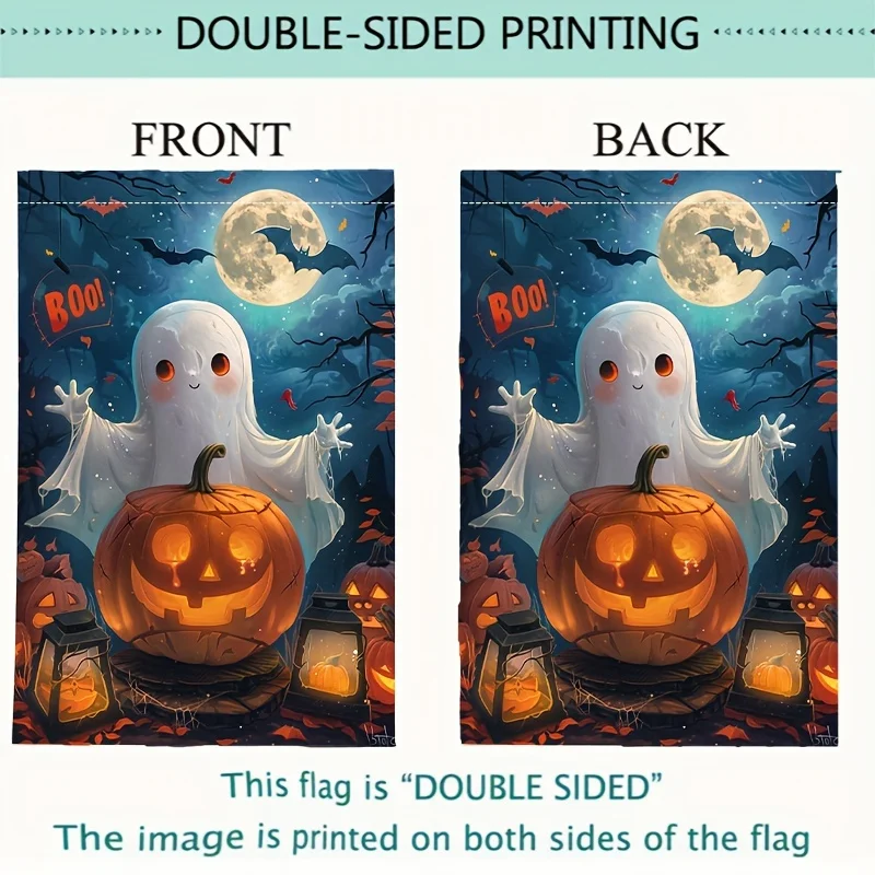 Description Picture 4 of itemSpooky Double-Sided Halloween Garden Flag - Durable Burlap, Outdoor Porch & Yard Decoration, Flagpole Not Included