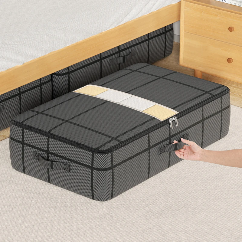 1Pc portable large capacity quilt storage bag Underbed storage bag Wardrobe clothes Organizer family mobile storage bag 6