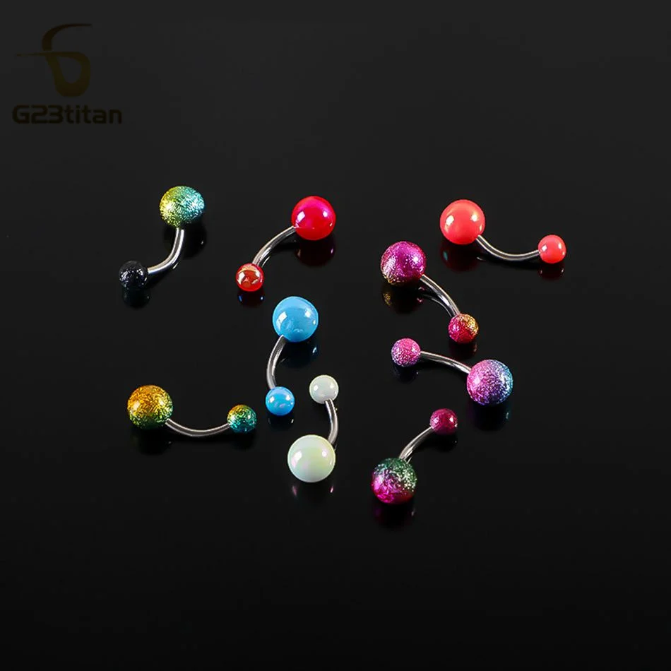 Fashion Titanium Steel Barbell Belly Button Rings 6-16mm Colorful Acrylic Ball Piercing Body Hypoallergenic Navel Women Jewelry