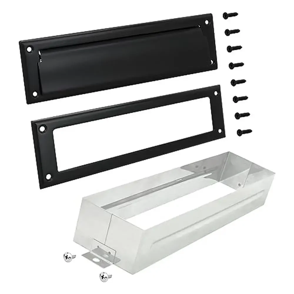 Solid Brass Mail Slot Sleeve Matte Black 13" x 3.625" Heavy Duty Long Lasting Durability FIT 1-3/4" Door Thickness SPRING Loaded