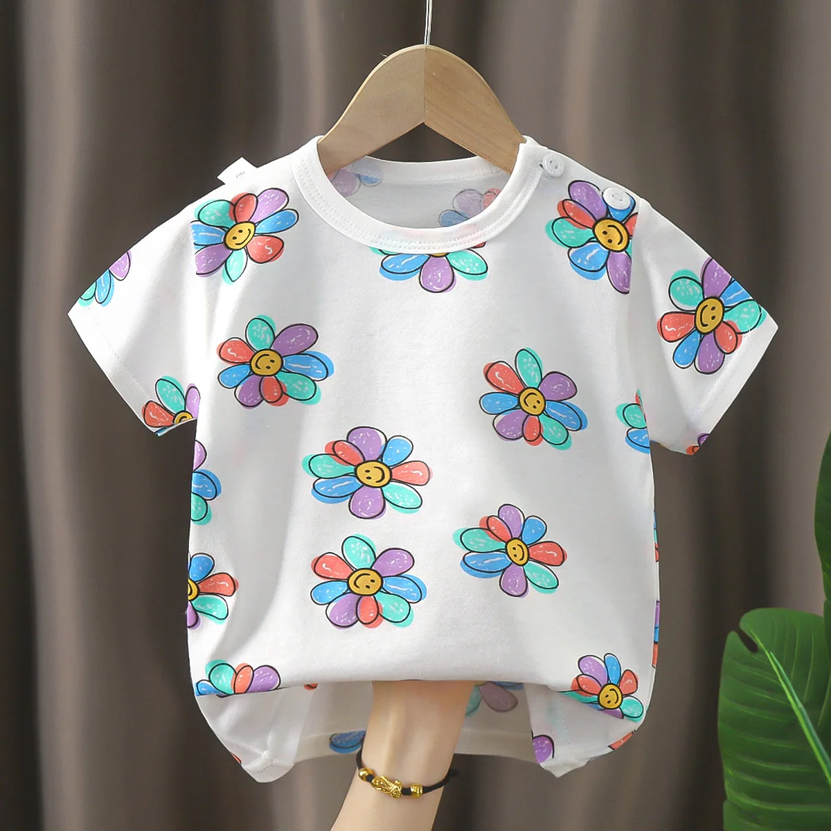 1pcs Summer Pure Cotton Girl Cartoon Tee Fashion Top Children Short Sleeve T-shirts Child Loose Casual Solid Tshirt Baby Clothes