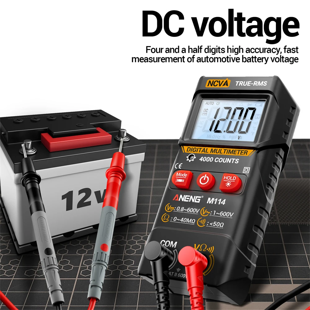 Multimeter 600V AC/DC Voltage Tester NCV 40M&Omega; Resistance Meter 4000 Count M114/M115 with True-RMS & Buzzer Tools