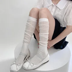 JK Japanese Style Long Socks Stockings Thin Breathable Thigh High Socks Stockings Women School Girls Solid Color Knee High Socks