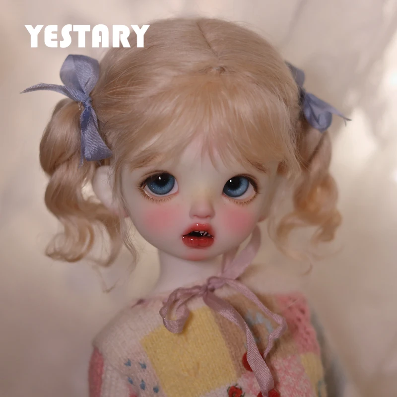

YESTARY BJD Doll Mohair Wig Dolls Accessories 1/6 Bow Double Ponytail Braid Curls With Bangs 15-17.5cm BJD Dolls Wigs Girl Gifts