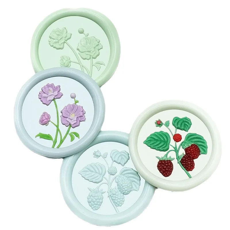 3Dエンボスフラワーシーリングワックススタンプ、つや消し牡丹蘭白鳥