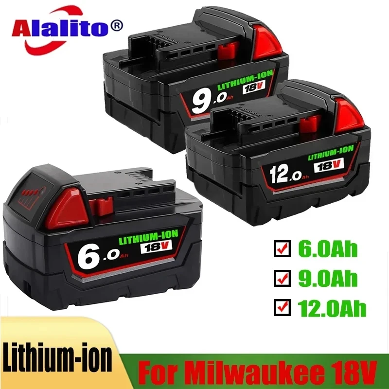 

For Milwaukee M18 Battery 18V 6.0Ah 9.0Ah Replacement Lithium Battery for Milwaukee M18 48-11-1815 48-11-1850 2604-22 Battery