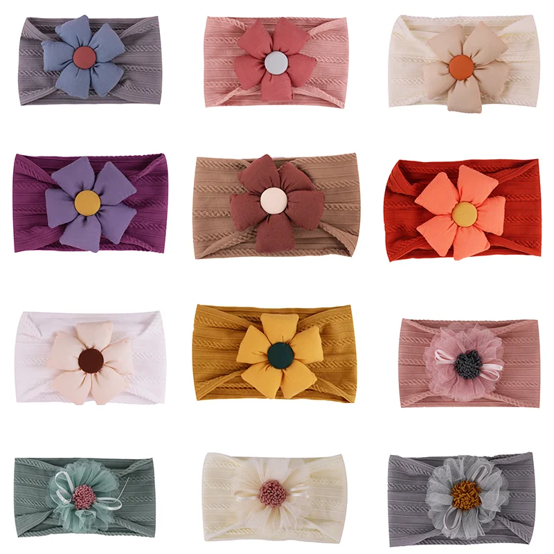

1 PCS Fashion Flowers Solid Color Baby Headband Girls Twisted Knotted Soft Elastic Baby Girl Headbands Classics Hair Accessories
