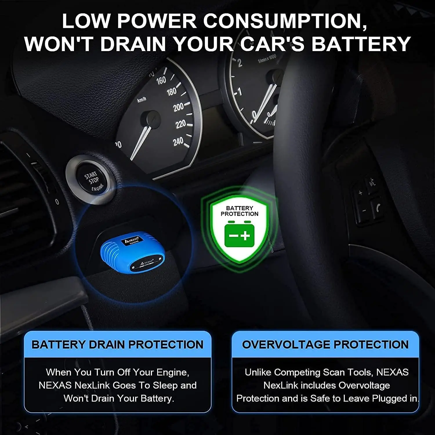NEXAS Bluetooth OBD2 Scanner EOBD Motorcycle Car Diagnostic Tools Nexlink OBD Scanner Tool Code Reader for iOS Android Windows 2