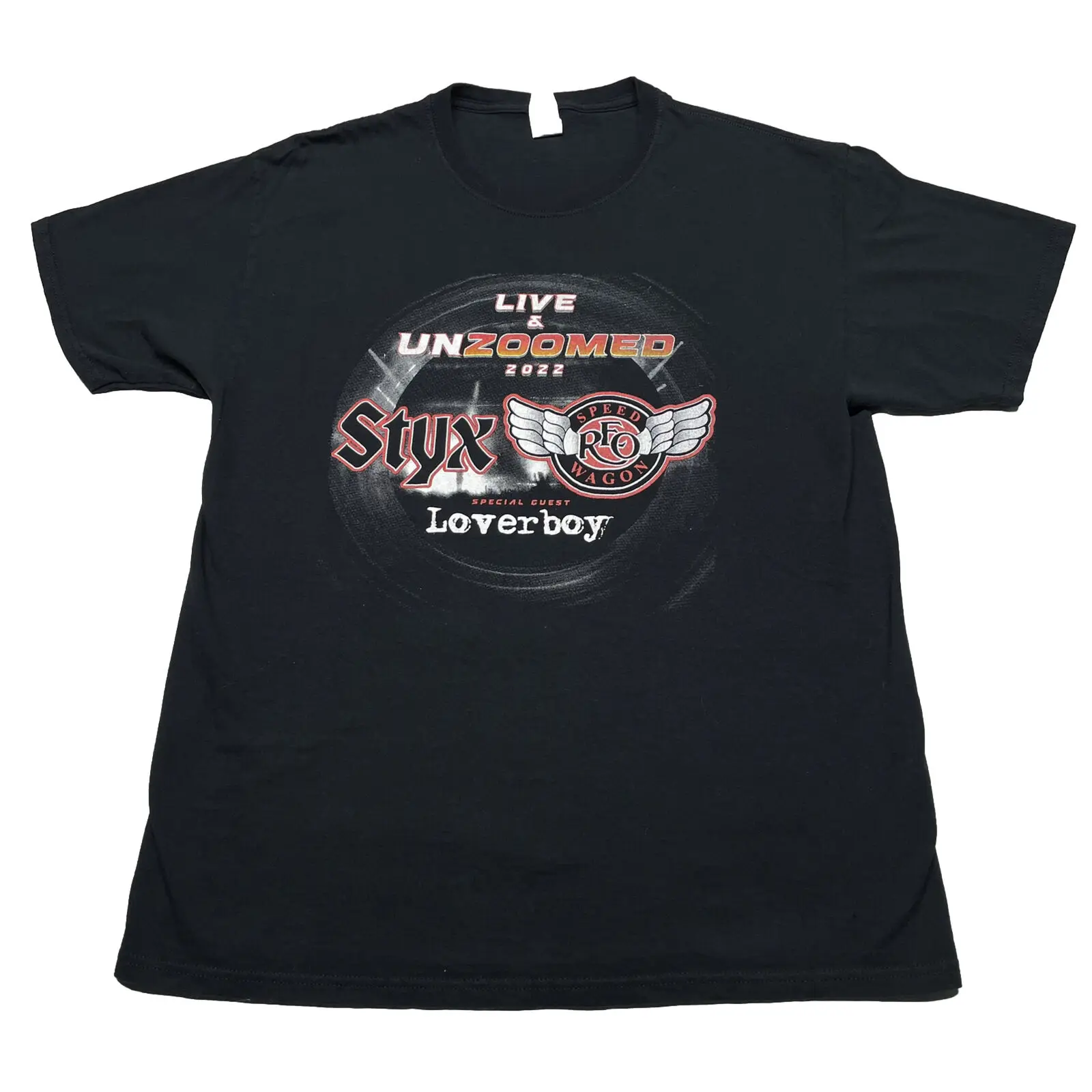 Maglietta Styx Band Mens Large Reo Speedwagon Loverboy Usa Tour Classic Rock Black Maniche Lunghe O Corte