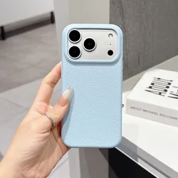 Luxury Ultra - Thin Leather Silicone Textured Soft Case - Candy Color Edition - iPhone 15 (LIGHT BLUE)