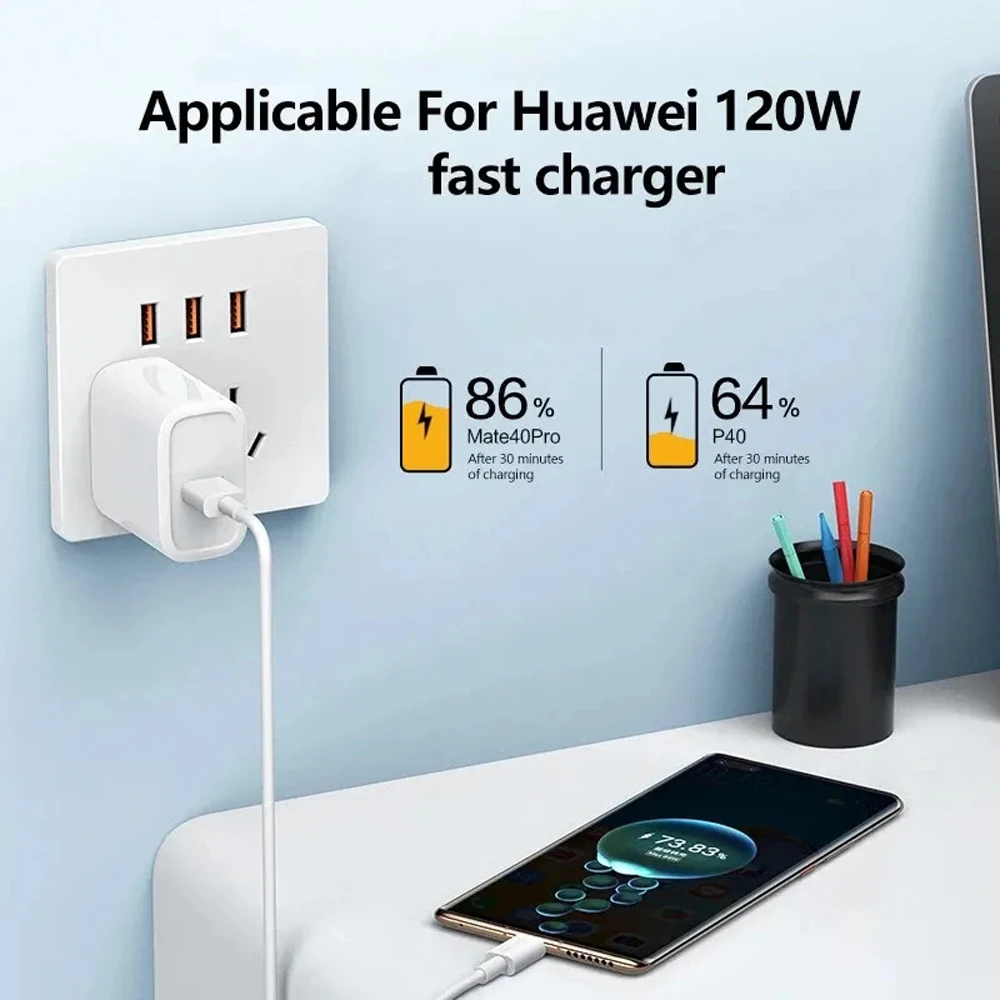 Cabo USB Tipo C para Celular, Fio de Carregamento Rápido, Cabo de Dados, Huawei P30, Xiaomi Realme, Samsung Poco x6, 10A, 120W