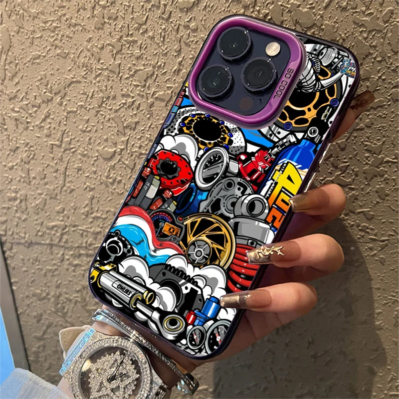 Electroplated Silver Mechanical Gear Pattern Phone Case