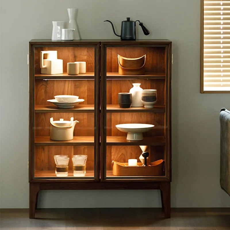 Kitchen Wooden Sideboard Modern Side Board Cabinet Aesthetic Room Auxiliary Table et Wheel Storage Display Furniture