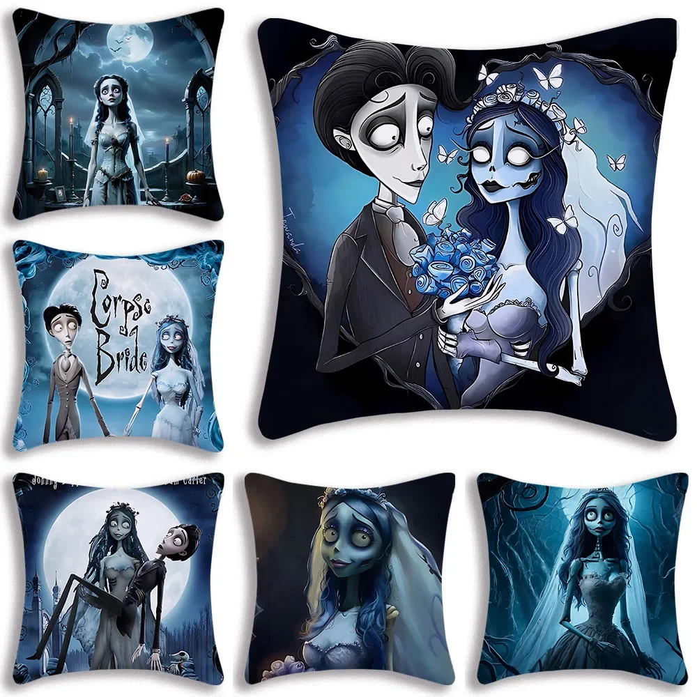Anime C-Corpse Bride Cartoon Pillow Covers Cartoon Sofa Decorative Home Double-sided Printing Short Plush Cute Cushion Cover