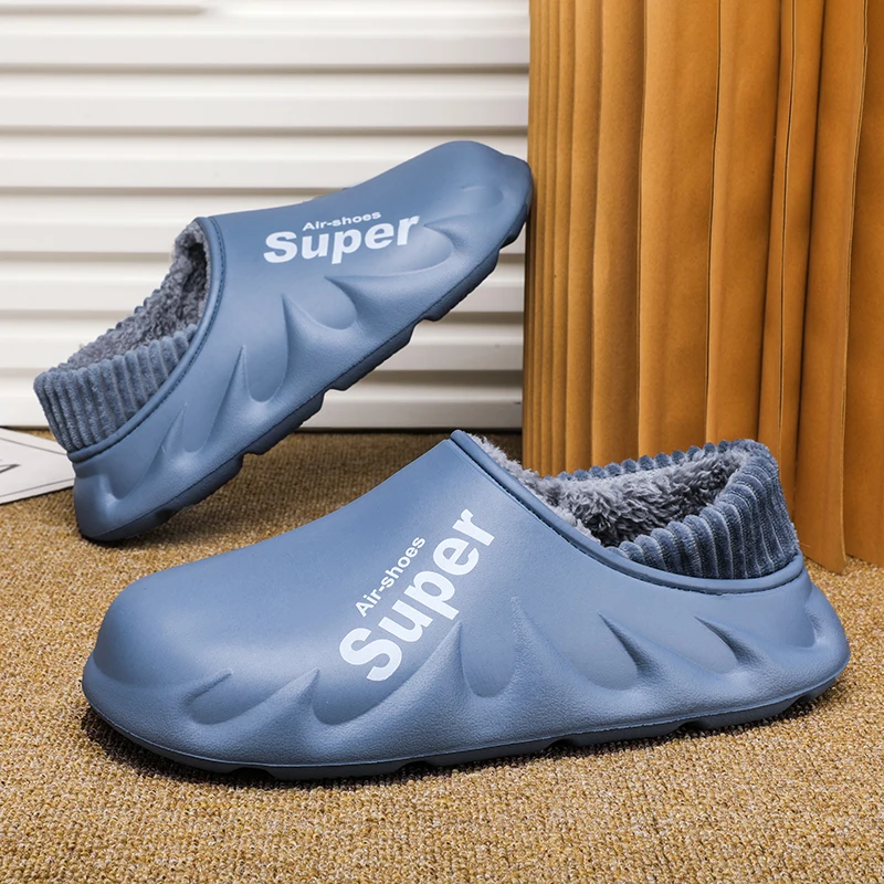 Men Winter Warm Slippers Couple House Cotton Shoes Outdoor EVA Fur Shoes Plush Slippers Home Bedroom Shoes Big Size Slides 48 49